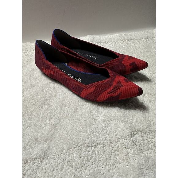 Rothy's The Point Pattern Red Camo Limited Edition Flats Shoes W8 Retired - Picture 1 of 13
